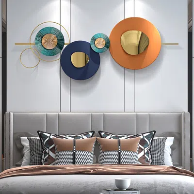 Homary Modern Metal Wall Decor Overlapping Creative Geometric Round Home Hanging Art In Large In Multi