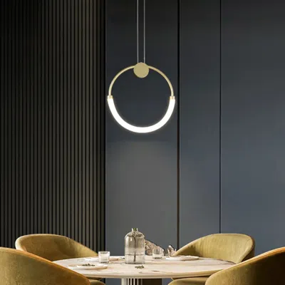 Homary Modern Minimalist Single Circle Kitchen Island Light In Gold Cool Light