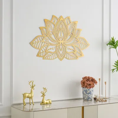 Homary Modern Minimalist Wall Decor Home Decoration With 3d Mandala Metal 36"w X 23"h In Gold