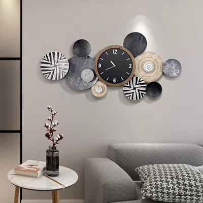Homary Modern Multi-round Mute Wall Clock Metal Hanging Home Art