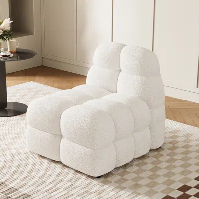 Homary Modern Off-white Cream Boucle Accent Chair Cloud Lounge Chair Soft Cushion