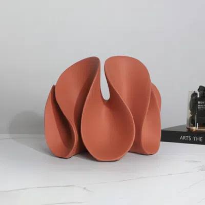 Homary Modern Orange Resin Abstract Flower Ornament Sculpture Decor Art Home Desk Statue Object In Brown