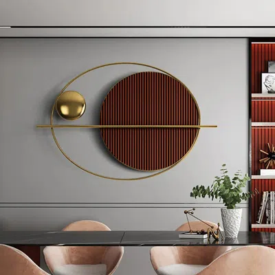 Homary Modern Oval Geometric Hanging Wrought Iron Wall Decor Art Brown Metal Accents For Living Room 1000mm