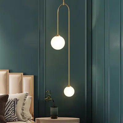 Homary Modern Pendant Light Glass Globe 2-light U-shaped In Gold For Living Room And Bedroom