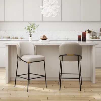 Homary Modern Pu Leather Breakfast Counter Stool Gray With Back & Footrest