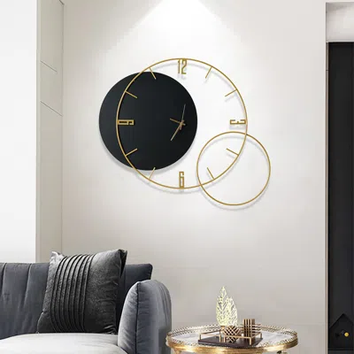 Homary Modern Round Oversized Wall Clock Home Decor Art In Black