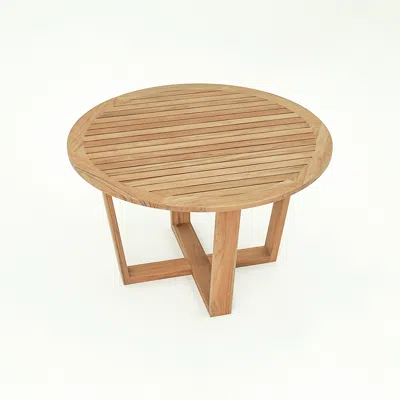 Homary Modern Round Teak Wood 6 Person Outdoor Patio Dining Table In Natural In Brown