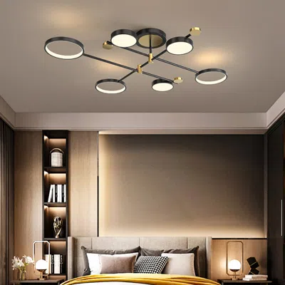 Homary Modern Semi Flush Mount Lighting Black Ceiling Light Fixture Led Ring In Multi