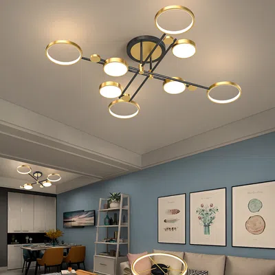 Homary Modern Semi Flush Mount Lighting Gold Ceiling Light Fixture Led Ring