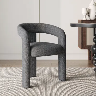 Homary Modern Sherpa Dining Chair Back C-shaped Gray Dining Room Chair With Lamb Wool Upholstered 6-pieces