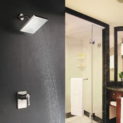 Homary Modern Square 8" Brass Rainfall Shower Head Wall Mount Rainshower System In Brushed Nick In Black