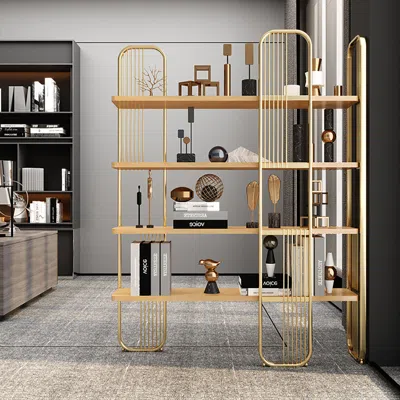 Homary Modern Storage Standing Etagere Bookshelf 4 Tiers In Gold