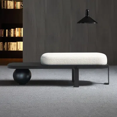 Homary Modern Style Entryway Bench With Abstract Metal Legs Furniture Bench In White & Black (47.2" Wide) In Gray