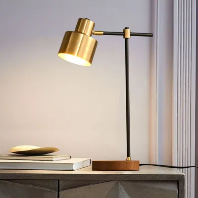 Homary Modern Table Lamp With Wireless Charger Usb 1-light Desktop Touch Lamp In Black & Gold