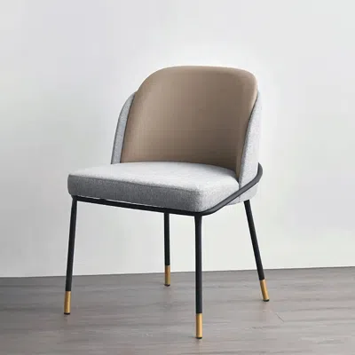 Homary Modern Upholstered Linen Cushion Dining Chair Khaki Dining Chair With Armrest Set Of 2 In Gray