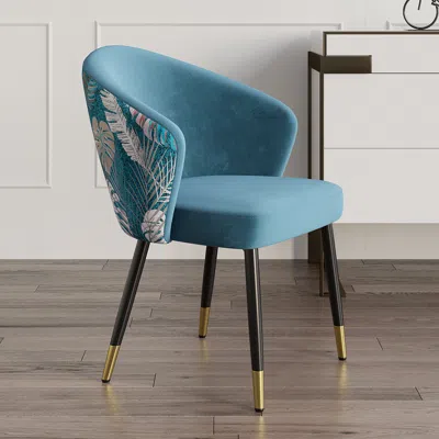 Homary Modern Velvet Dining Chairs Upholstered Blue Dining Room Chairs With Arm