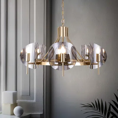 Homary Modern Wagon Wheel 6-light Chandelier Acrylic And Steel Frame In Transparent