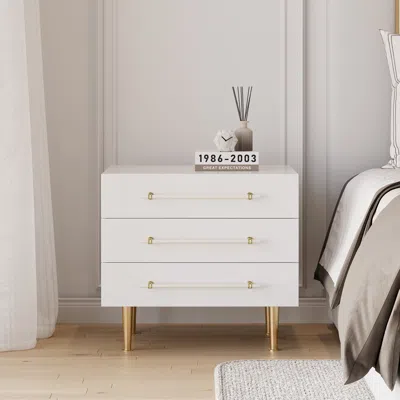 Homary Modern White 3 Drawer Nightstand Bedside Table With Storage