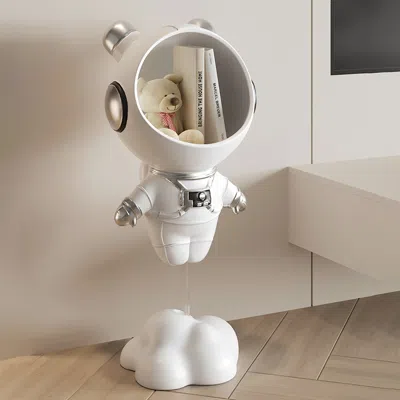 Homary Modern White Astronaut Side Table Floor Figurine End Table Storage Decoration