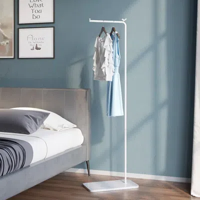 Homary Modern White Corner Clothing Garment Rack With Marble Base