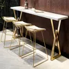 Homary Modern White Kitchen Rectangular Bar Height Dining Table Wood Breakfast Pub Table With Gold Base In Gold