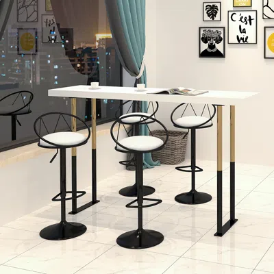 Homary Modern White Pu Leather Counter Stools (set Of 2) Adjustable Height & Swivel