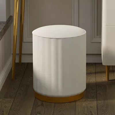 Homary Modern White Round Pu Leather Upholstered Backless Vanity Stool