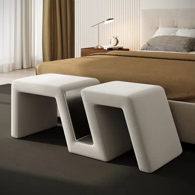 Homary Modern White Velvet Bedroom Storage Bench Upholstered Long Bed End Bench In Gray