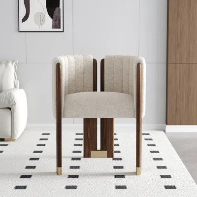 Homary Modern Wood Accent Chair White Microfiber Leather Upholstered Arm Chair Set Of 4