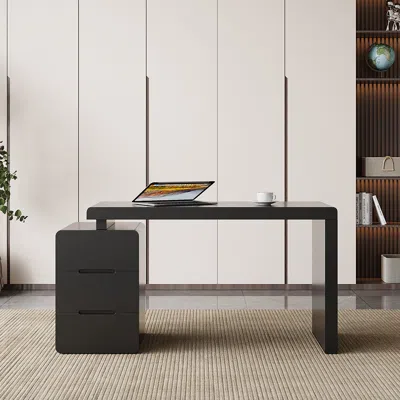 Homary Mular Black 3-drawer Writing Desk With 3 Drawers Office Furniture (47.2"） In Gray