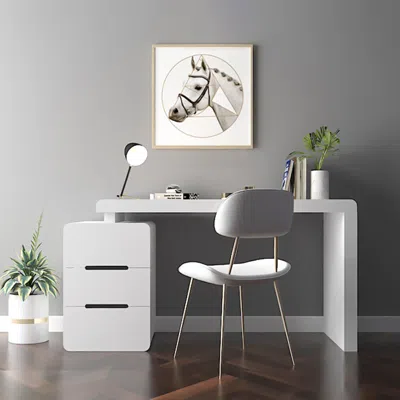 Homary Mular White 3-drawer Writing Desk With 3 Drawers Office Furniture (47.2"）