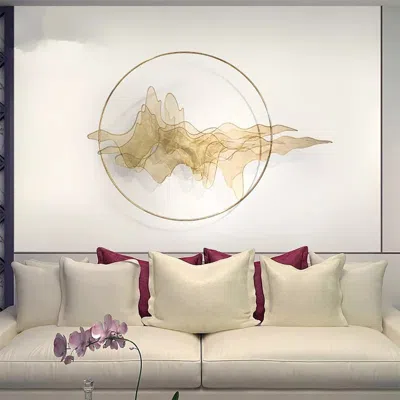 Homary Natural Abstract Landscape Wall Decor 3d Gold Metal Wall Art 39.4" X 26.8" Living Room In Neutral