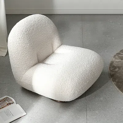 Homary Off-white Boucle Floor Sofa Lounge Chair Soft Cushion Single Sleeper