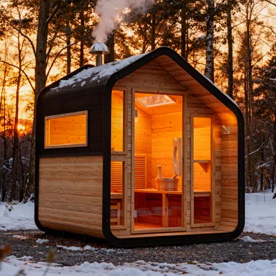 Homary Outdoor Rustic Wooden Sauna With Front Porch Canopy In Multi