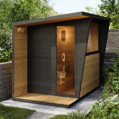 Homary Outdoor Wooden Cabin Sauna Room For 2-4 People In Black