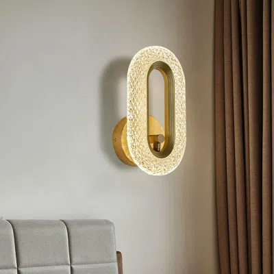 Homary Ovated Brass Wall Sconce Art Deco Led Wall Lighting 1-light Ring Wall Lamp In Gold