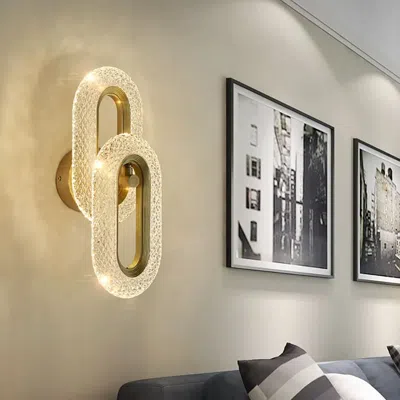 Homary Ovated Brass Wall Sconce Art Deco Led Wall Lighting 2-light Ring Wall Lamp In Gold