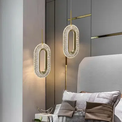 Homary Ovated Gold Ring Pendant Light 1-light Led Lighting With Adjustable Cable