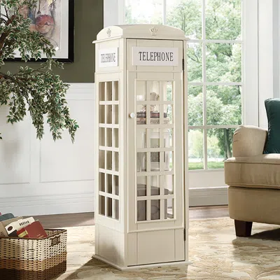 Homary Phone Booth-shaped Retro Kid's Bookcase England Style In White