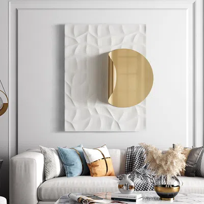 Homary Rectangle Geometric 3d Wall Decor Background 23.6" X 35.4" Modern Metal In Gold Wall Art In White