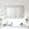 Homary Rectangular 35" Decorative Wall Mirror With Geometric Beveled Frame In White