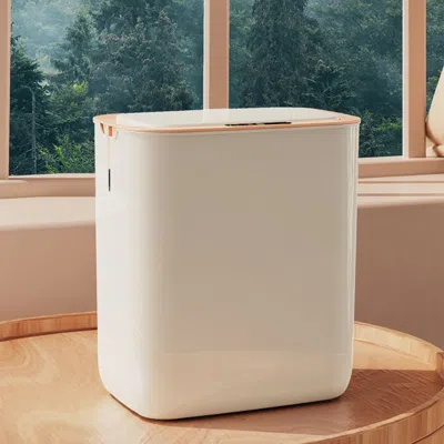 Homary Rectangular Bathroom Touchless Sensor Trash Can Garbage Can With Lid In White