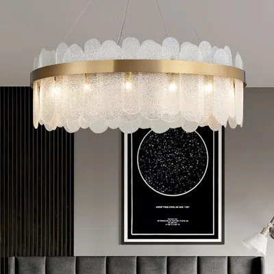Homary Revel Modern Round 10-light Tiered Clear Glass Chandelier In Gold