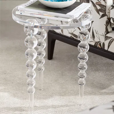 Homary Round Mid-century Modern Acrylic End Table Clear Side Table In Transparent