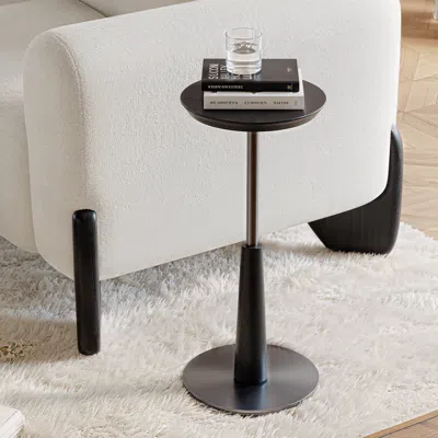 Homary Round Mid-century Modern Cocktail Table Black Side Table