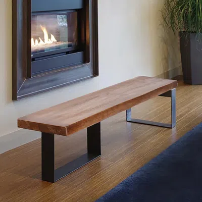 Homary Rustic Natural Wood Bench Entryway Bench With Metal Legs In Brown