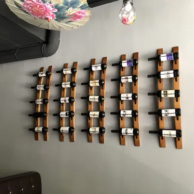 Homary Rustic Wooden Natural Wall Mounted Wine Rack 5-bottle In Brown