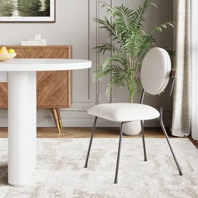 Homary Set Of 2 Dining Chair Performance Leather With Upholstery White Modern