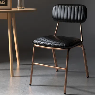 Homary Set Of 4 Faux Leather Dining Chairs With Upholstered & Metal Frame Modern Black Dining Room Chairs