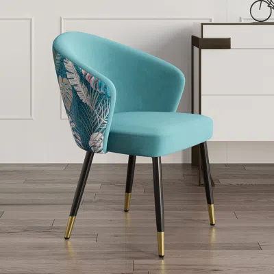 Homary Set Of 4 Modern Velvet Dining Chairs Upholstered Greenish Blue Dining Room Chairs With Arm